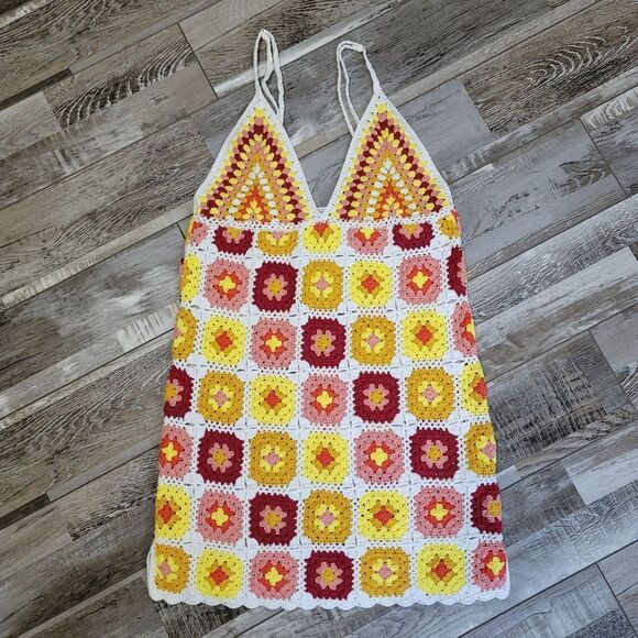 New Forever21 Granny Square Crochet Dress Size Large - Picture 2 of 7